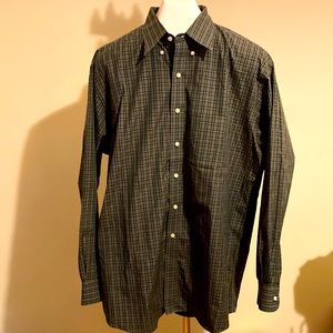 Jos. A. Bank Traveler’s Collection cotton shirt, green/red/navy plaid, Sz L